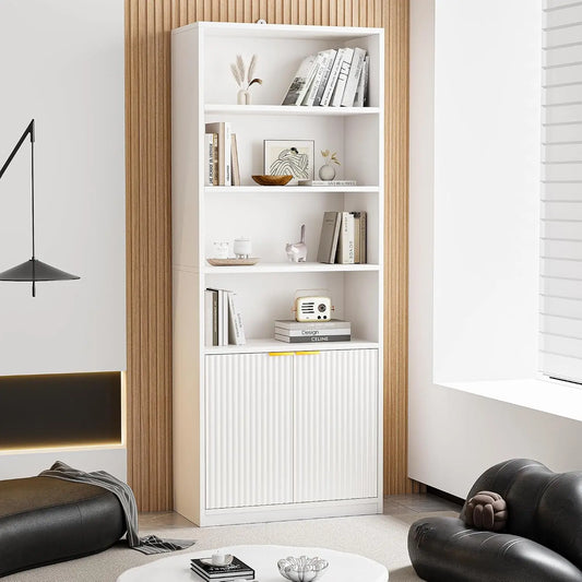INNOD Bookcase With Doors And Six Display Shelves