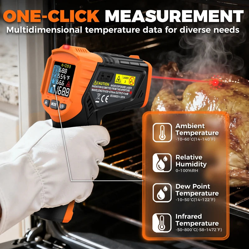 POROMETISTO IM06Max 4-in-1 Digital Infrared Thermometer With K-Type Probe