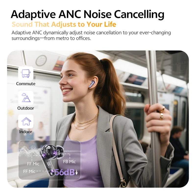 QCY MeloBuds N70 Wireless Earbuds With Adaptive Hybrid Noise Cancellation