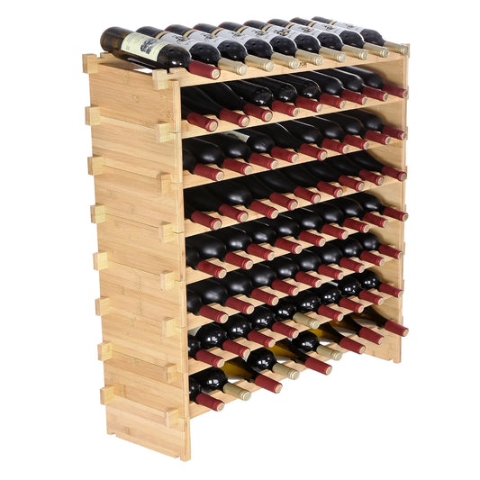 SucceBuy Stackable Bamboo Wine Rack For Kitchen And Cellar
