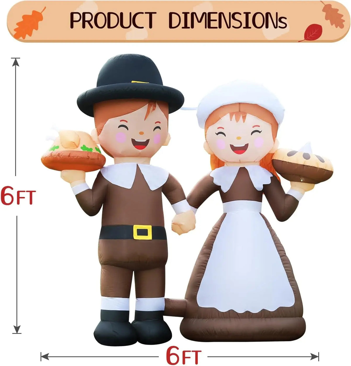 SHXI Lighted Inflatable Pilgrim Couple Thanksgiving Yard Decoration