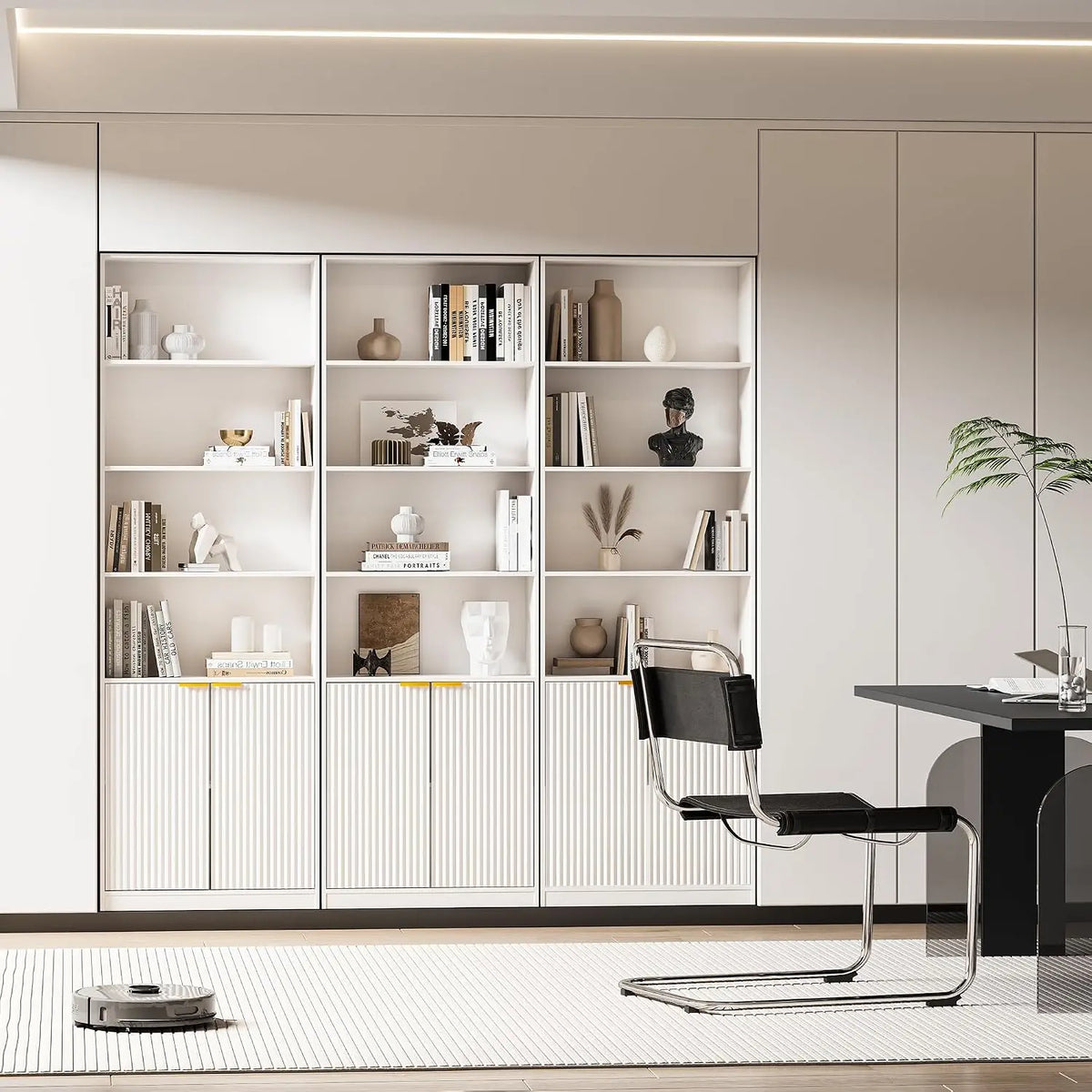 INNOD Bookcase With Doors And Six Display Shelves