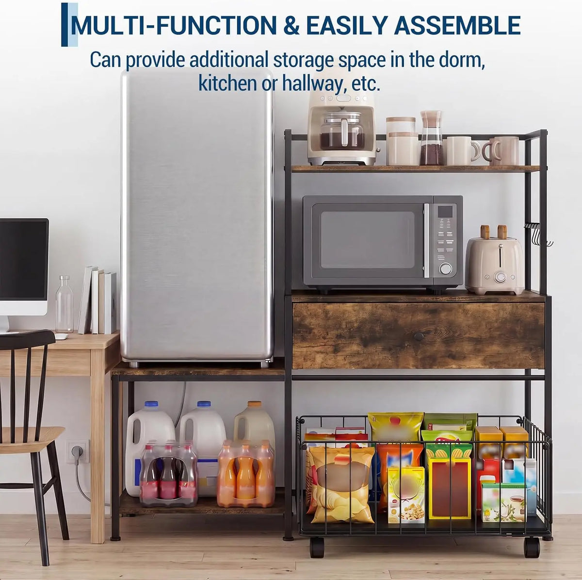 Garvee Stainless Steel Mini Fridge Stand With Drawer Storage