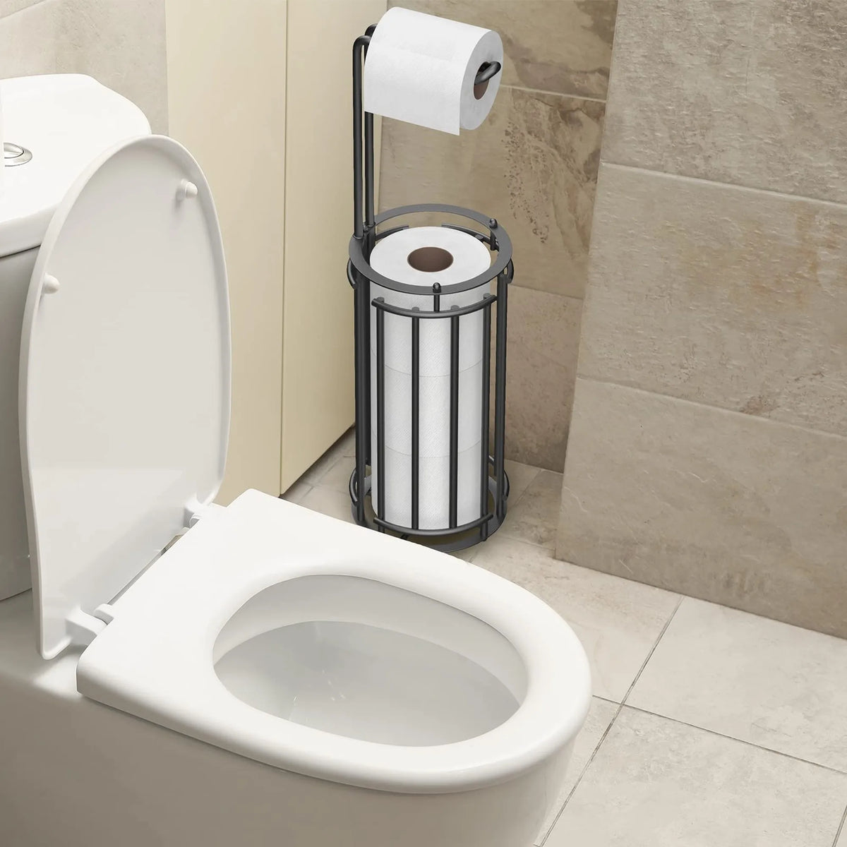 Tool-Free Freestanding Bathroom Toilet Paper Storage Rack