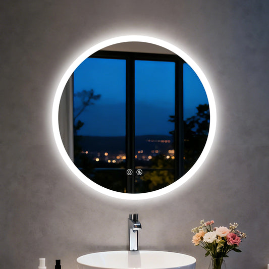 Round LED Bathroom Vanity Mirror With Anti Fog Dimming