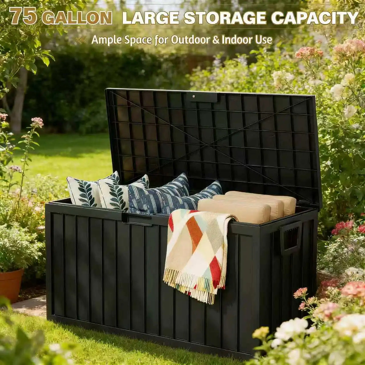 Sarenzon Heavy Duty Outdoor Deck Storage Box With Secure Lock