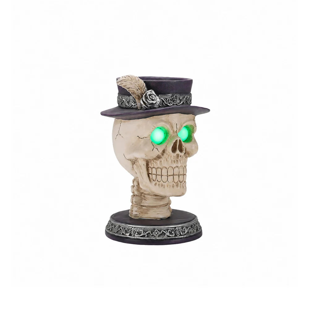 Halloween Skull Candle Holder with Glowing LED Eyes