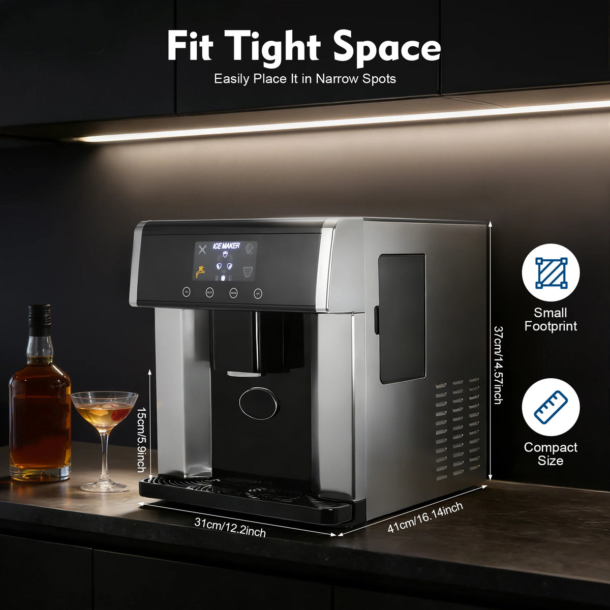 Sweetmile Countertop Ice Maker Touch Control Self Cleaning