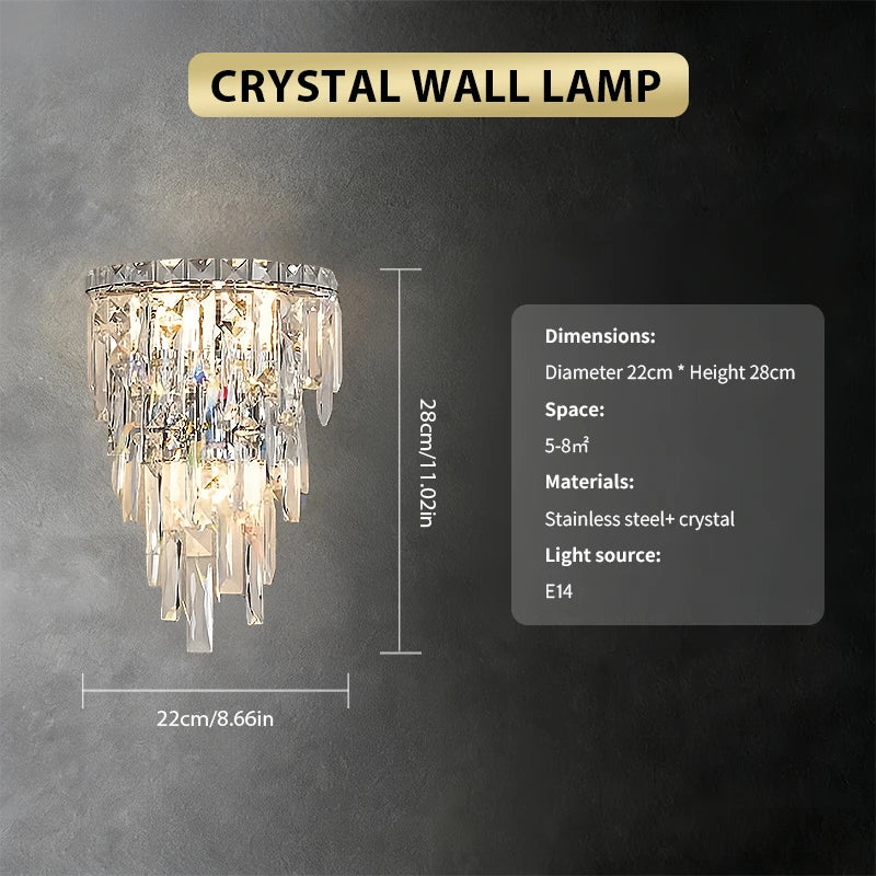 Modern Crystal Indoor Wall Light for Bedrooms and Hallways