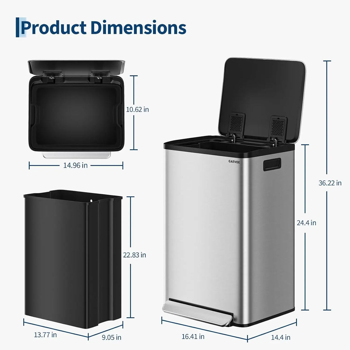 TWISTER.CK Stainless Steel Step Trash Can With Soft Close Lid