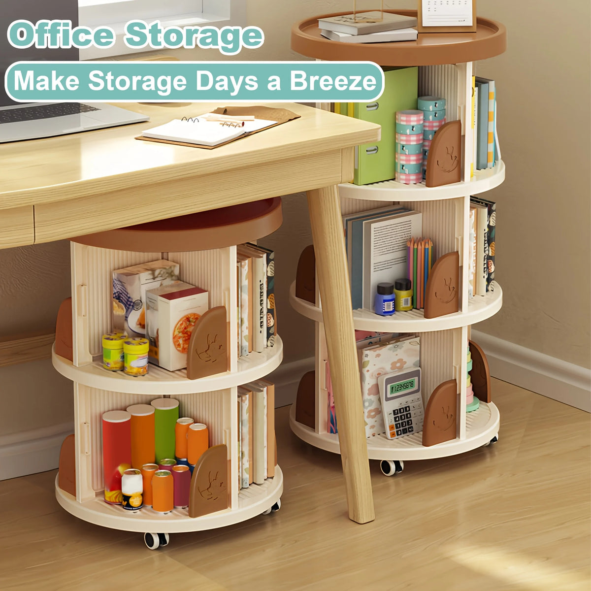 Multi-Tier Rotating Bookshelf, 360° Spinning Vertical Book Tower Organizer, Tall Lazy Susan Corner Bookcase For Adults, Space-Saving Round Storage Shelf For Living Room, Office, Or Study