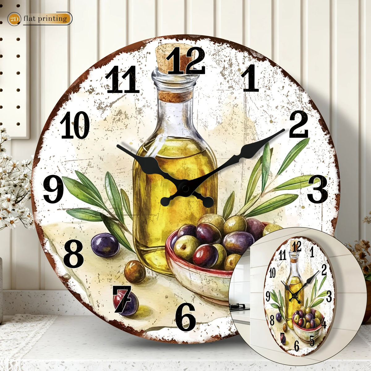 Silent Round Leaf Motif Wall Clock For Home Decor