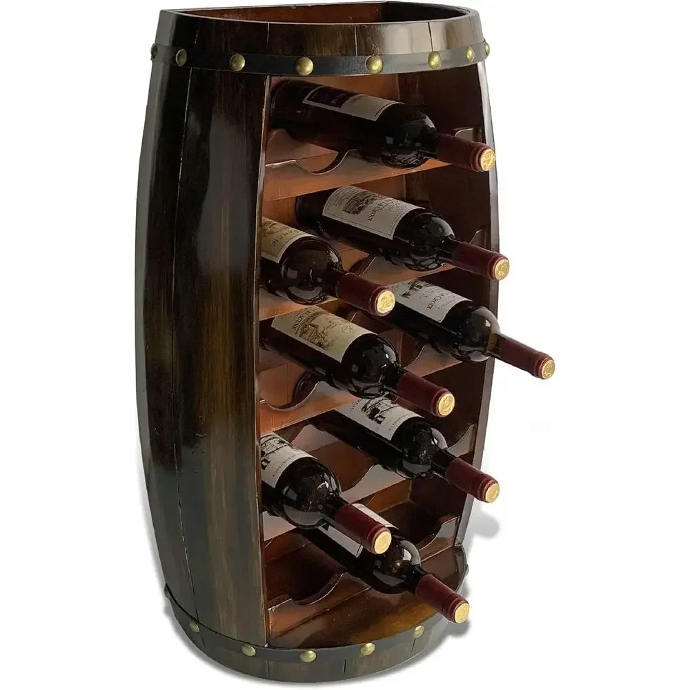 18 Bottle Wooden Wine Rack With Glass Holder Stand