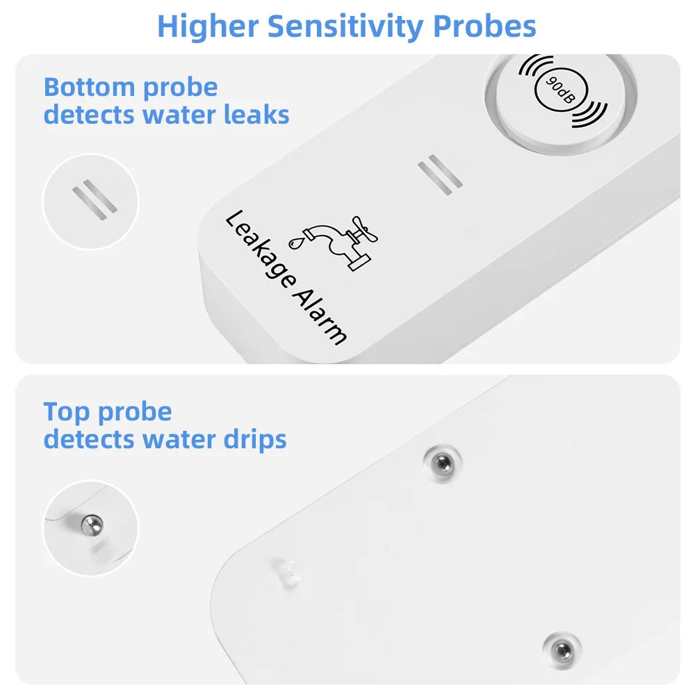 5 Pack Water Leak Detector 90dB Loud Alarm IP66 Waterproof Leakage Sensor High Sensitivity Drip and Leak Probes Battery Operated Flood Alert for Kitchen Bathroom Basement Pipeline Leak
