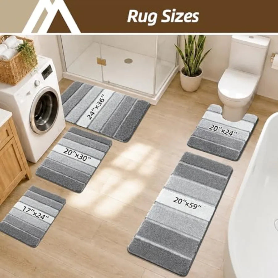 Bathroom Rugs 24x17, Ultra Soft Absorbent Bath Mat, Non-Slip TPR Backing Stays in Place, Machine Washable Bath Rugs Shaggy Rug