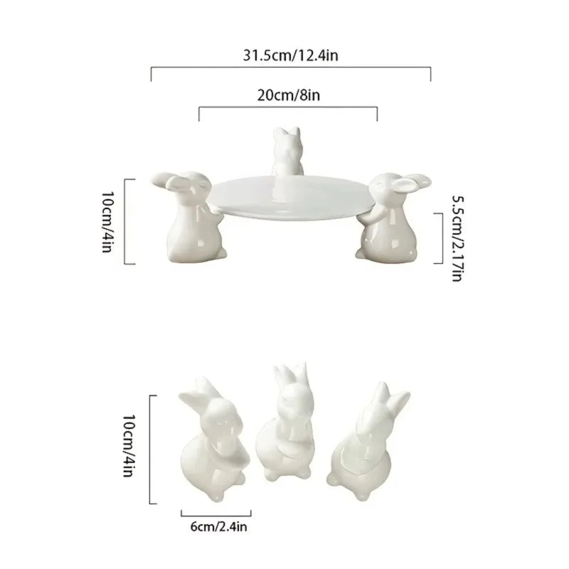 Ceramic Rabbit Dessert Stand For Cakes And Candies