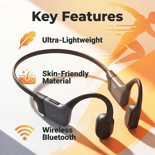 Open Ear Bone Conduction Bluetooth Wireless Headphones With ENC Microphone