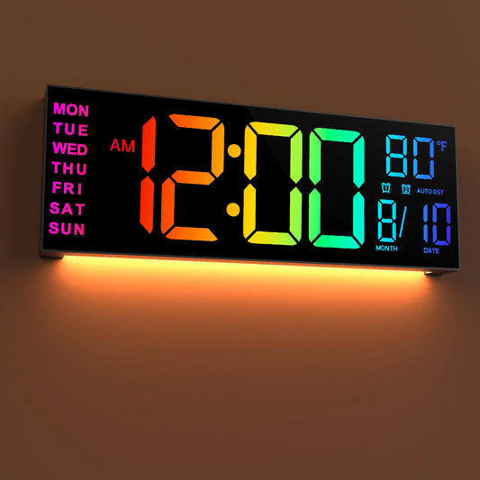 Digital LED Wall Clock With Remote And Temperature Display