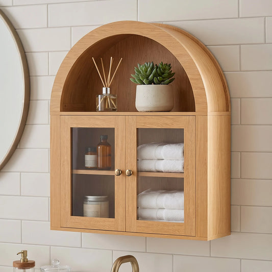 Wall Mounted Wood Storage Cabinet With Adjustable Shelves