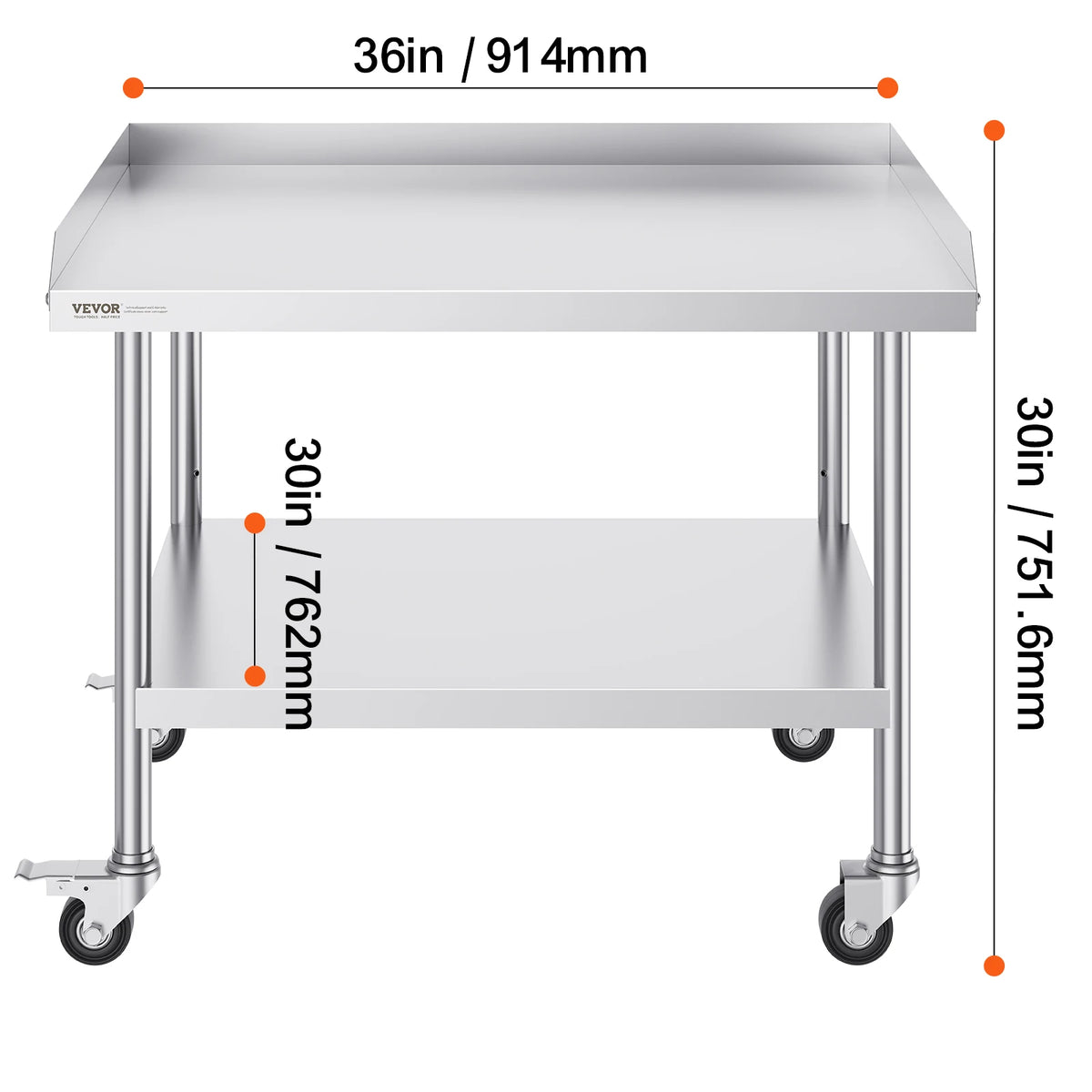 SucceBuy Stainless Steel Commercial Food Prep Work Table With Wheels