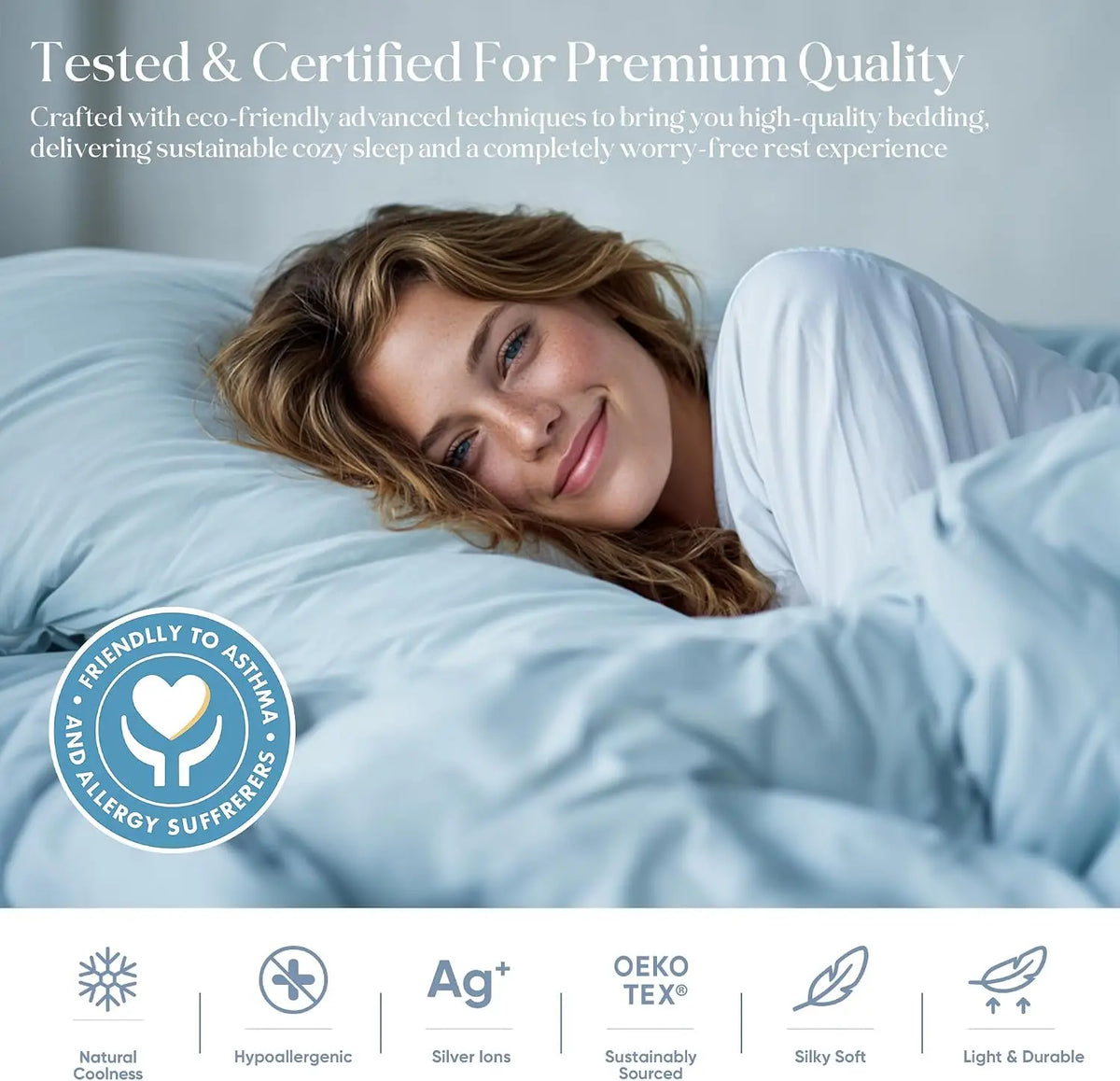 Silver Infused Bed Sheets Set, Cooling Tencel Modal Sheet with Self-Cleaning Technology for 3X Freshness Sleep, Hypoallergenic & Breathable Sheet Perfect for Hot Sleepers (LightBlue, King)