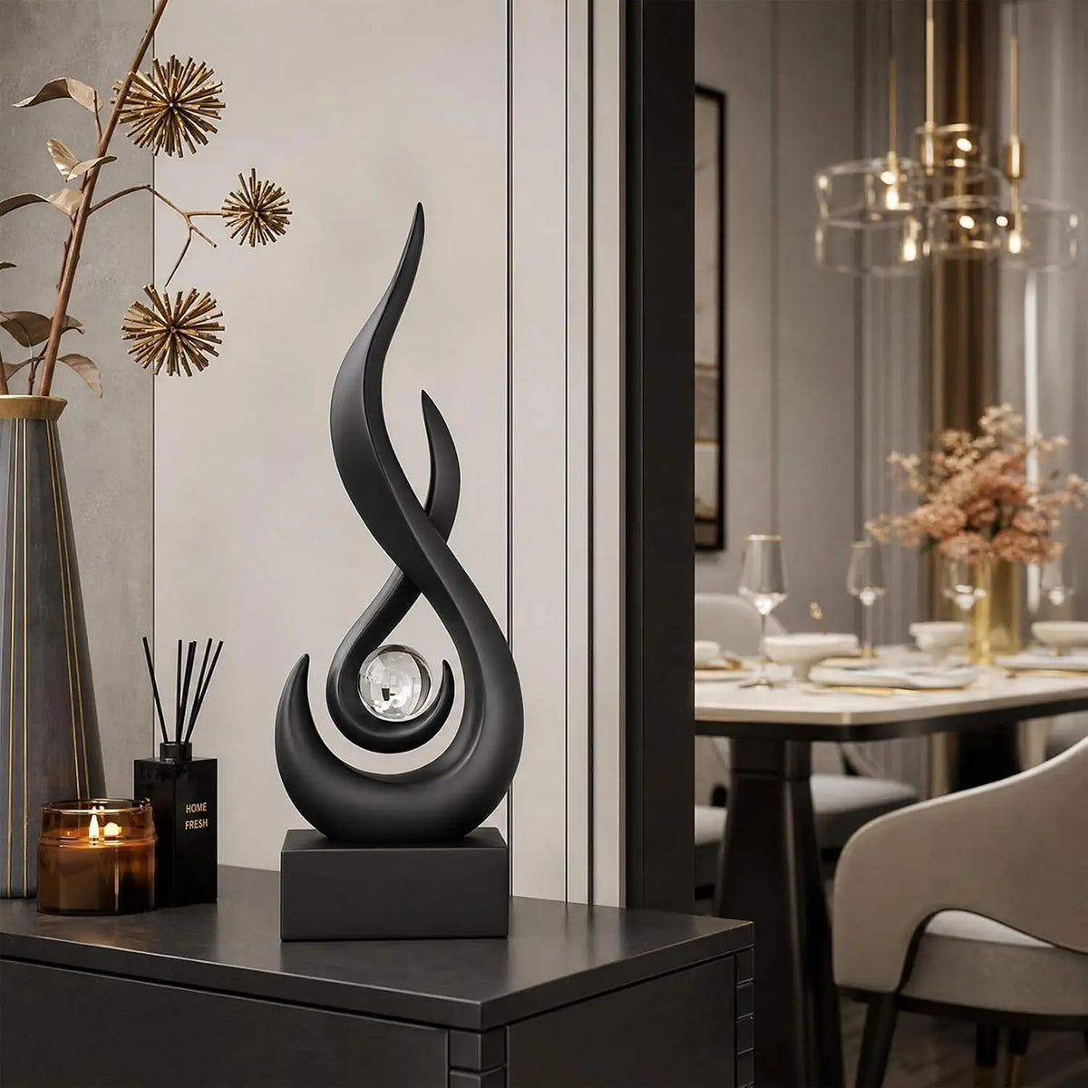 Modern Abstract Flame Sculpture for Home Decor Figurine