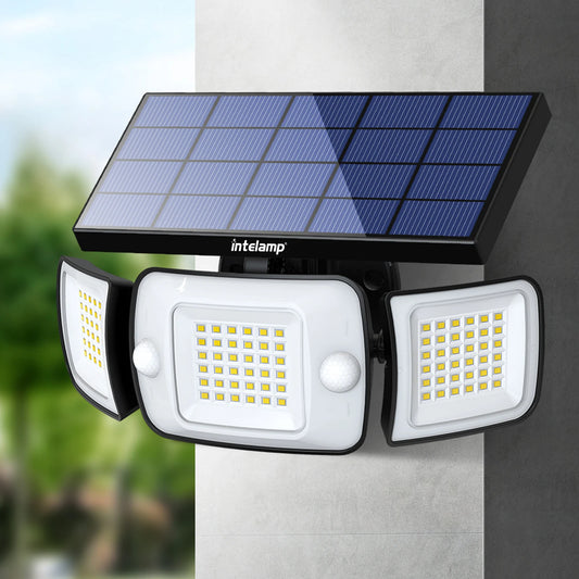 Intelamp Outdoor Solar LED Flood Light With Dual Motion Sensors
