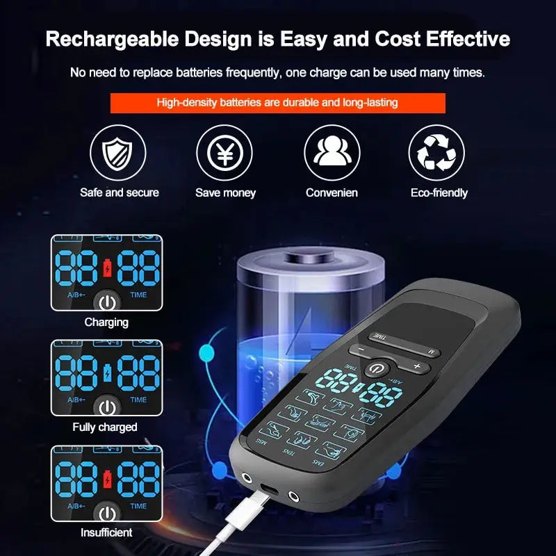 Jitesy Dual Output Tens Ems Muscle Stimulator Pain Relief