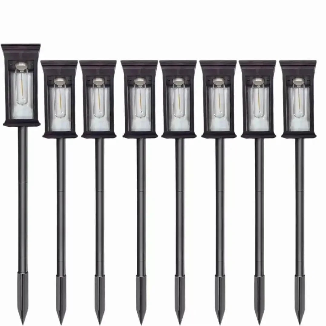 21 Inch 8 Pack Black IP65 Waterproof Solar Pathway Lights Adjustable Height Filament LED Outdoor Garden Landscape Lighting For Yard Patio Walkway Lawn Home Decor Gift Halloween Christmas