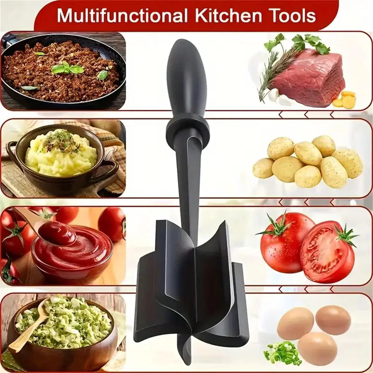 Heat Resistant Plastic Meat Chopper For Ground Beef Smasher