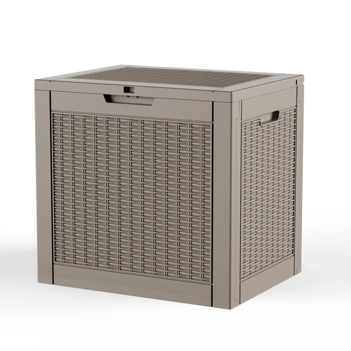 30 GAL Outdoor Deck Storage Box, Wicker Pattern Resin Patio Bin for Small Tools & Accessories