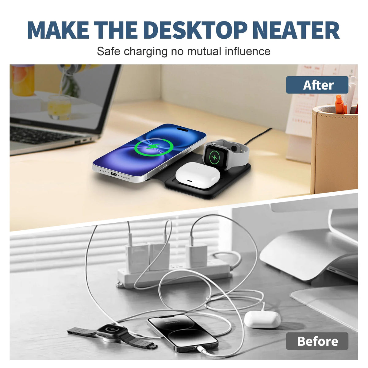 Foldable 3 In 1 Magnetic Wireless Charger for Apple Devices