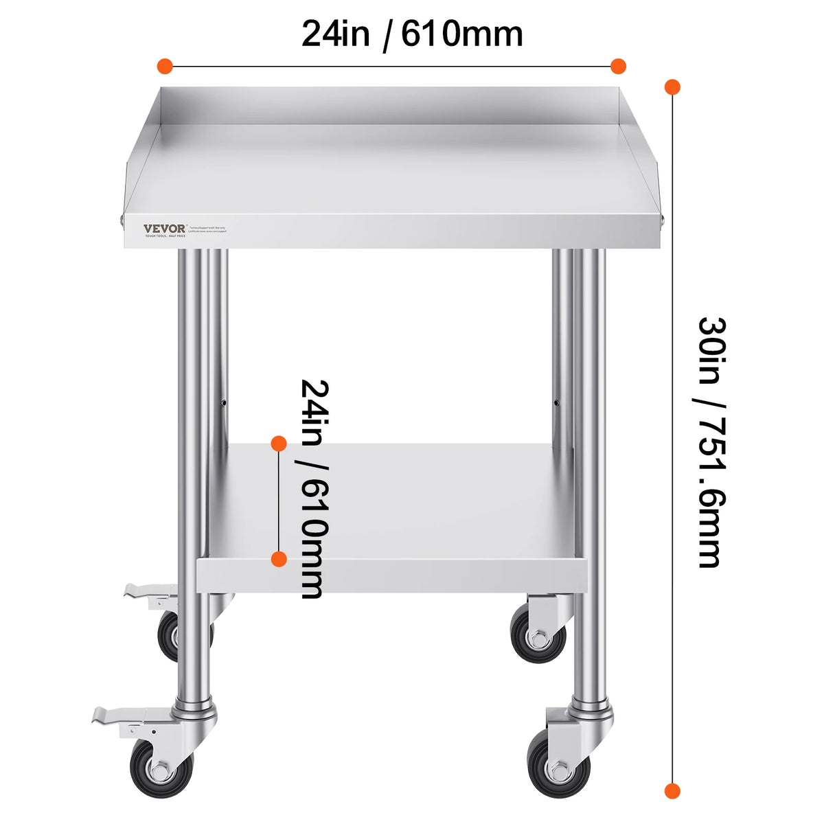 SucceBuy Stainless Steel Commercial Food Prep Work Table With Wheels