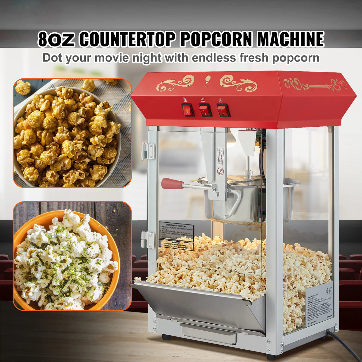 SucceBuy Commercial Electric Popcorn Maker With Stainless Steel Pot