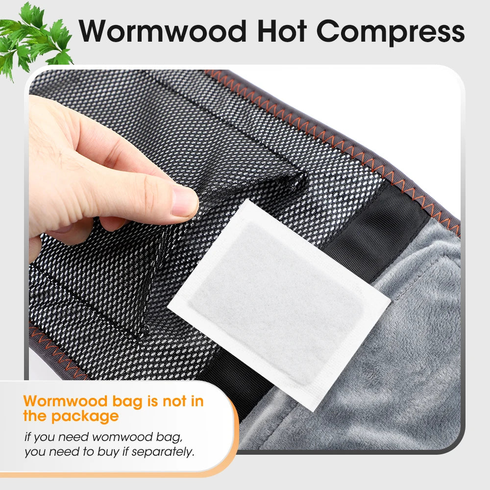 Electric Heated Waist Massage Belt with Vibration, 3 Temperature & 3 Intensity Levels, Red Light Waist Back Support Belt, 5000mAh Rechargeable Lumbar Wrap