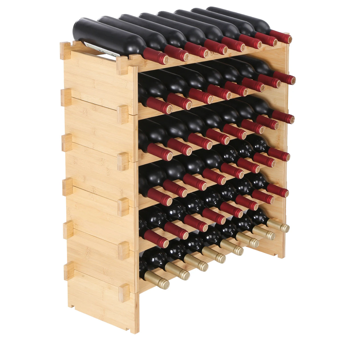 SucceBuy Stackable Bamboo Wine Rack For Kitchen And Cellar