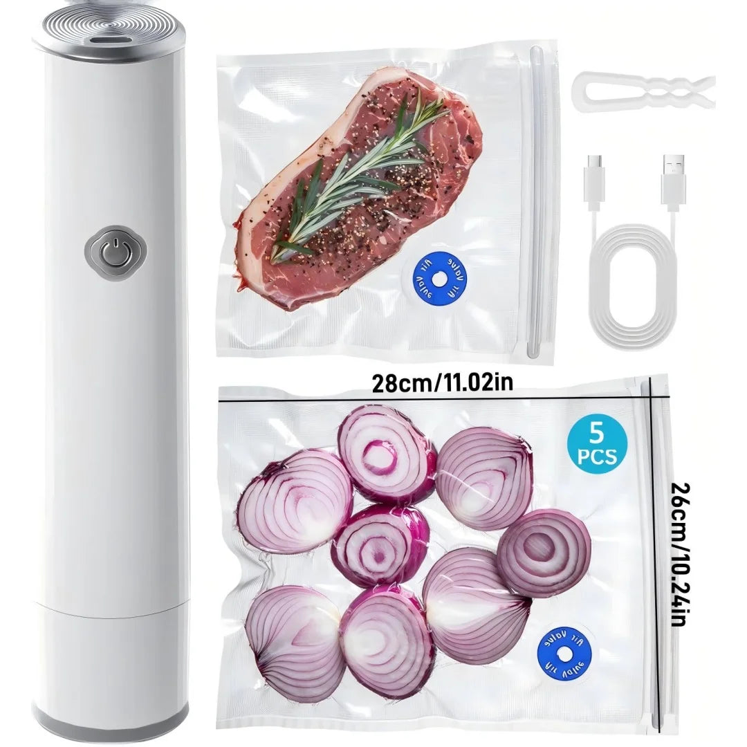 Rechargeable Handheld Vacuum Sealer With 5Pcs Reusable Bags Powerful Portable