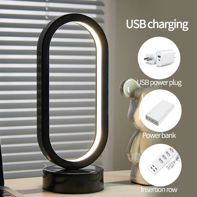 DUMILOO Modern Dimmable LED Oval Bedside Table Lamp