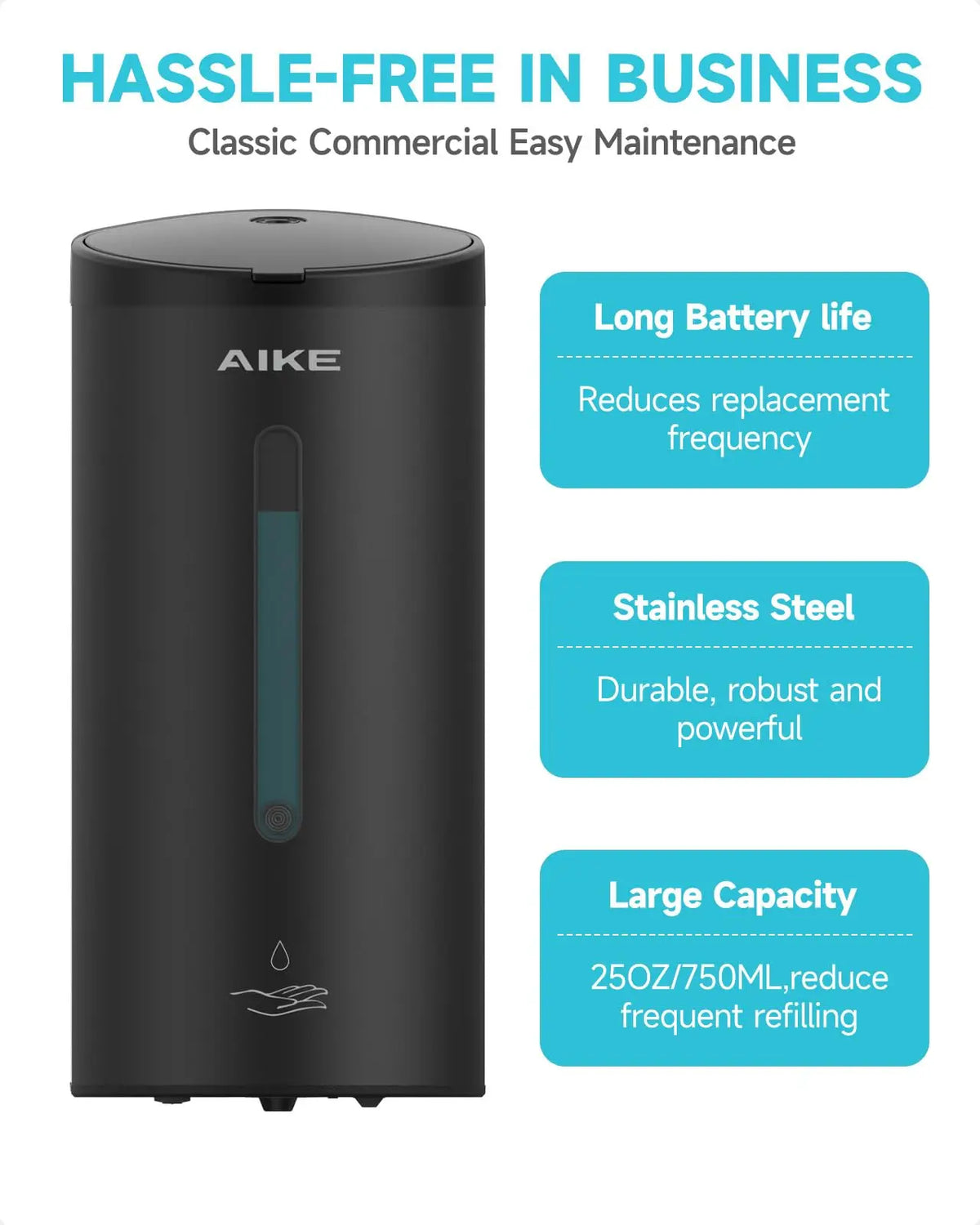 AIKE Automatic Stainless Steel Sensor Soap Dispenser
