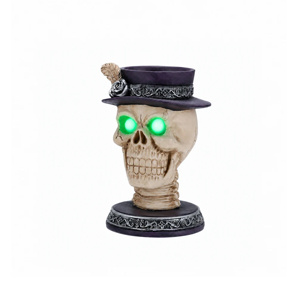 Halloween Skull Candle Holder with Glowing LED Eyes