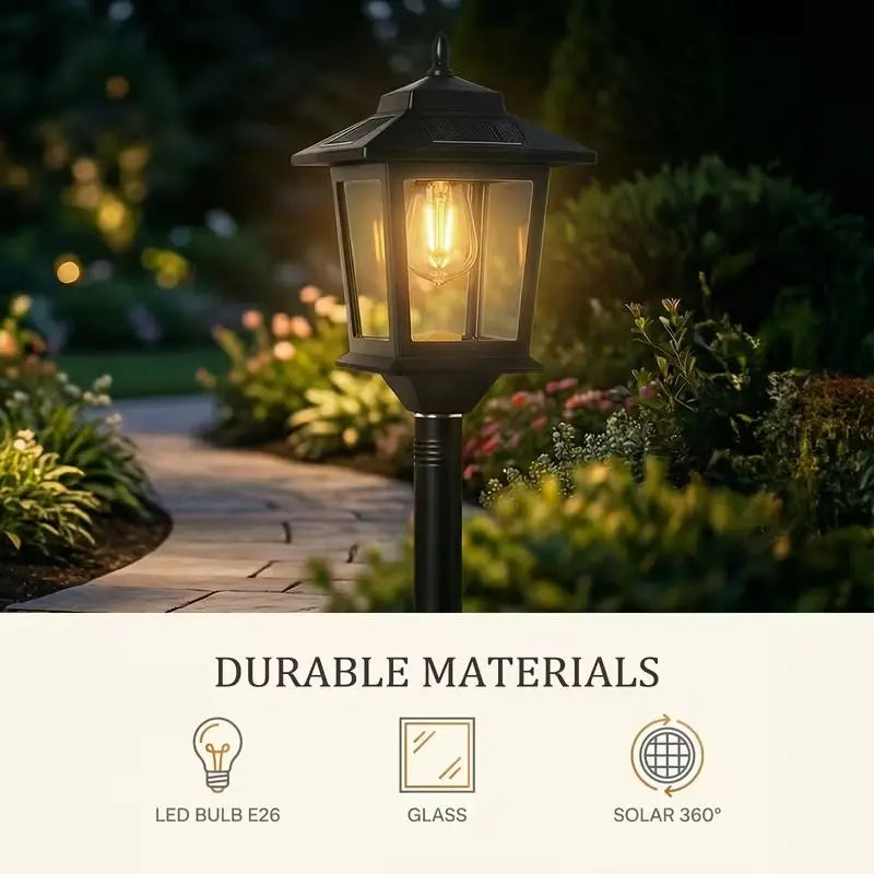 2 Pack 63 Inch Solar Lamp Post Lights, 1800 Lumens Outdoor Solar Landscape Lights with Replaceable Bulbs, IP44 Waterproof Warm W
