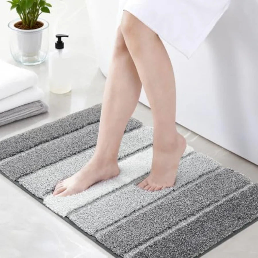 Bathroom Rugs 24x17, Ultra Soft Absorbent Bath Mat, Non-Slip TPR Backing Stays in Place, Machine Washable Bath Rugs Shaggy Rug