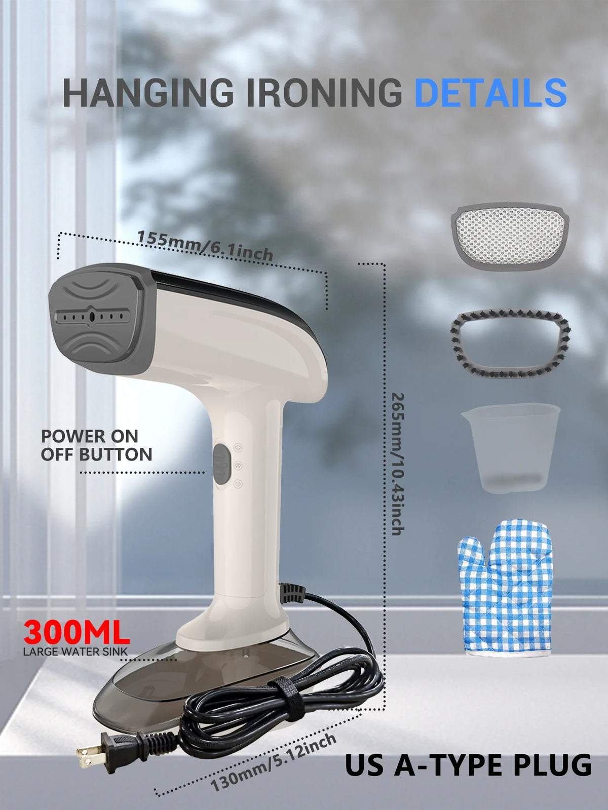 Portable 1200W Handheld Steam Brush Iron For Clothing Care