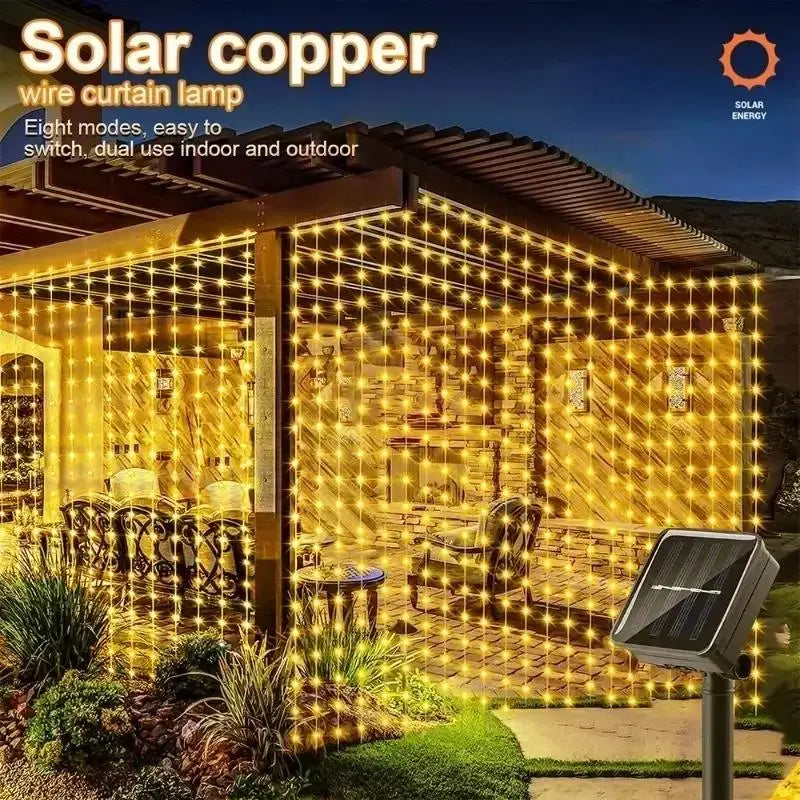 Solar Outdoor LED Curtain Lights for Garden Parties and Weddings