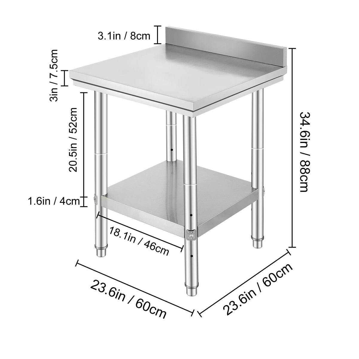 Organized Meal Prep Stainless Steel Work Table With Lower Shelf