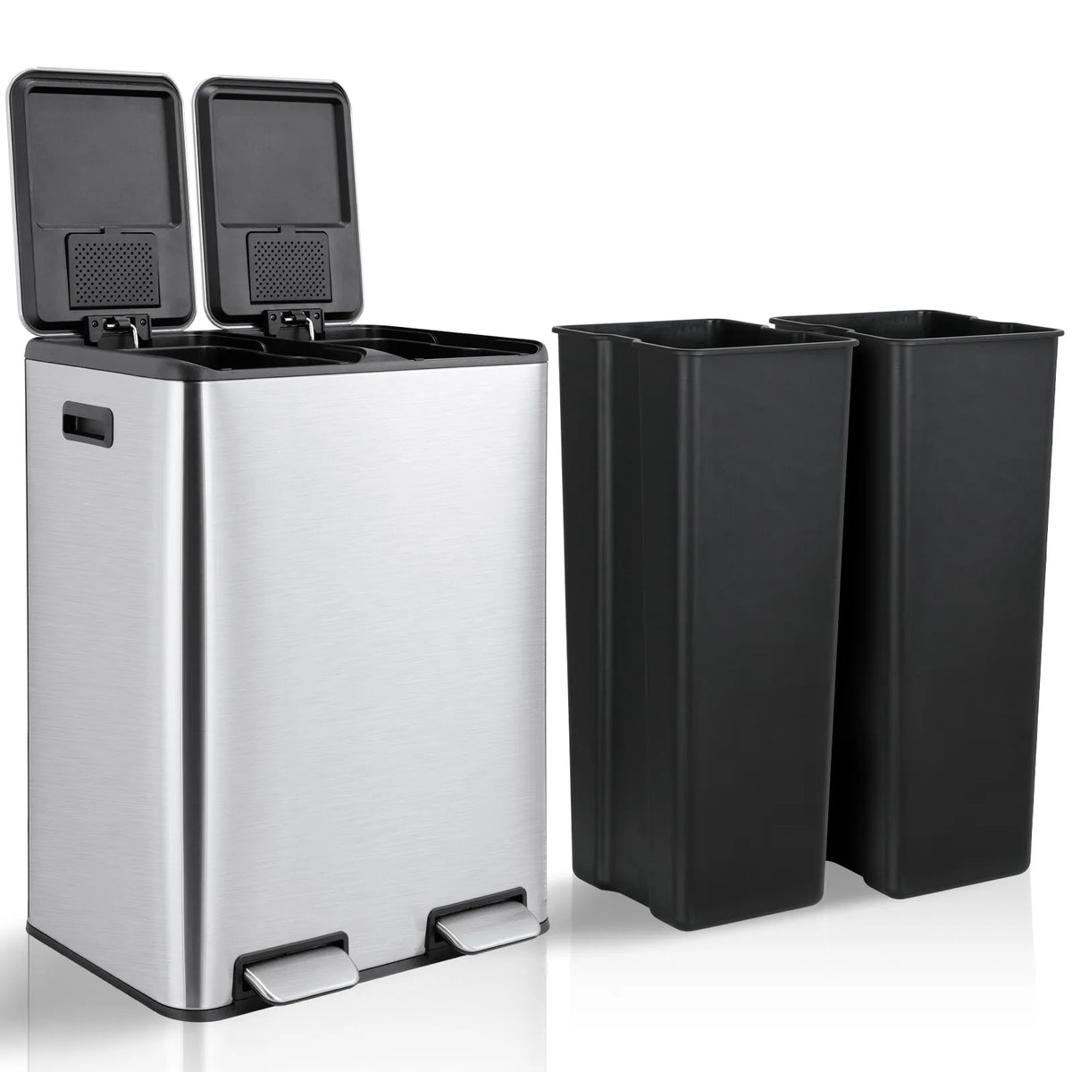 Stainless Steel Dual Step Trash Can With Filter Box
