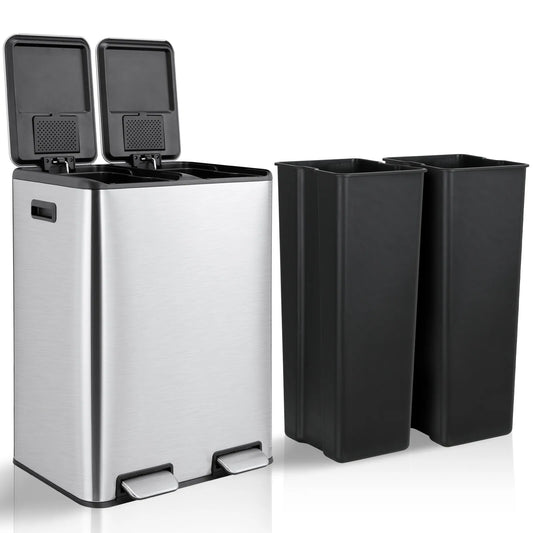 Stainless Steel Dual Step Trash Can With Filter Box