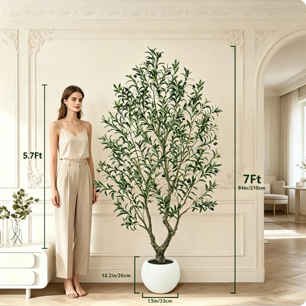 Olitree Artificial Olive Tree With Decorative Planter And Wooden Trunk