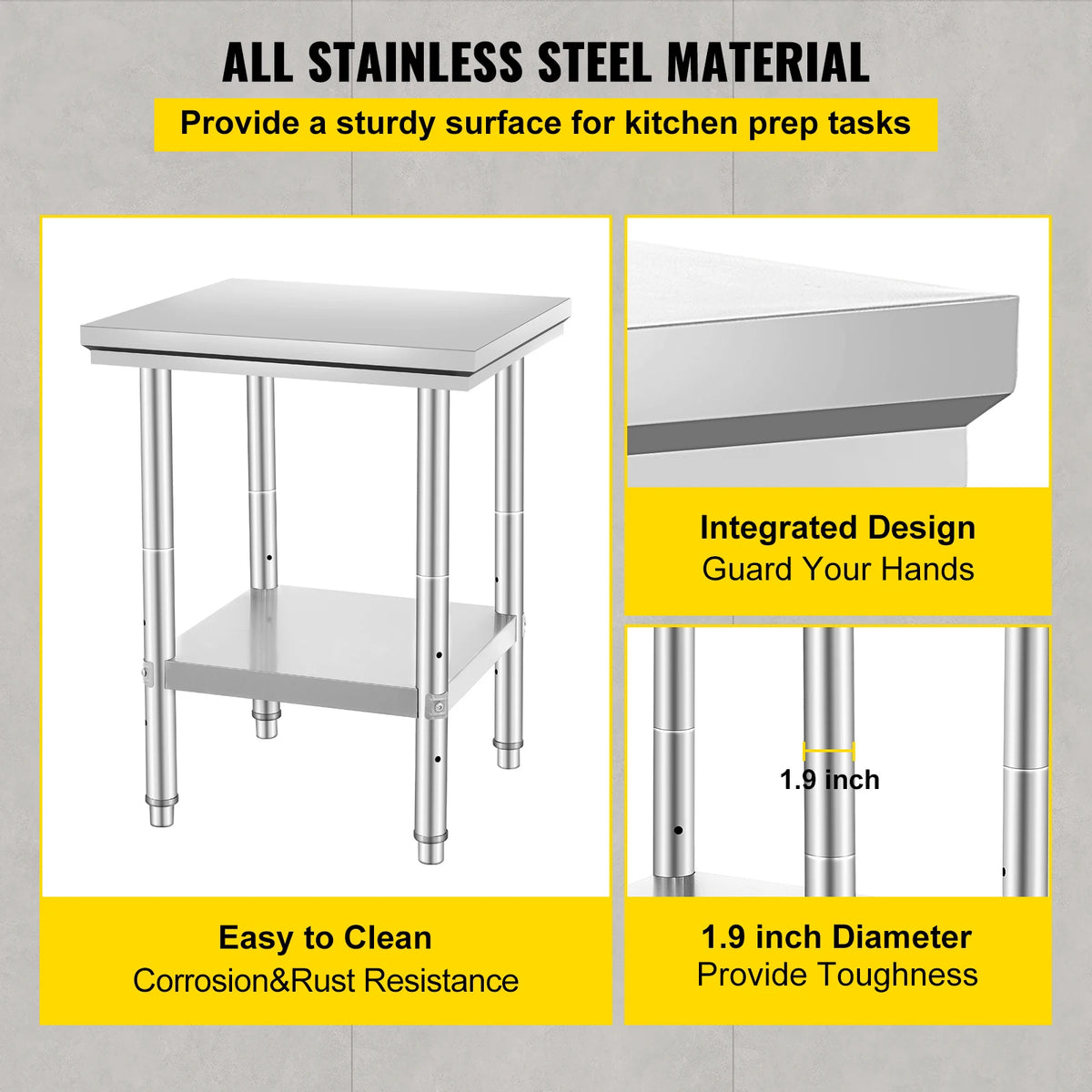 Organized Meal Prep Stainless Steel Work Table With Lower Shelf