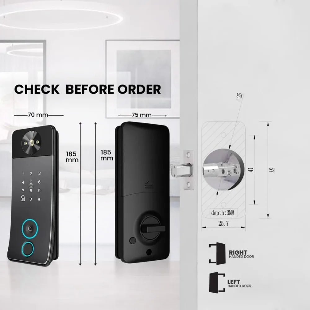 Keyless Entry Smart Door Lock with Camera & Video Intercom – Fingerprint, Password, Card & Key Access